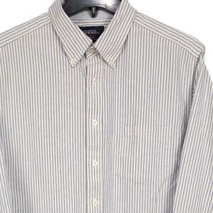 Charles Tyrwhitt Button Down Shirt Mens Large Blue White Stripe Weekend Slim Fit